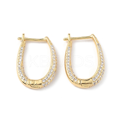 Clear Cubic Zirconia Teardrop Hoop Earrings EJEW-P227-02G-1
