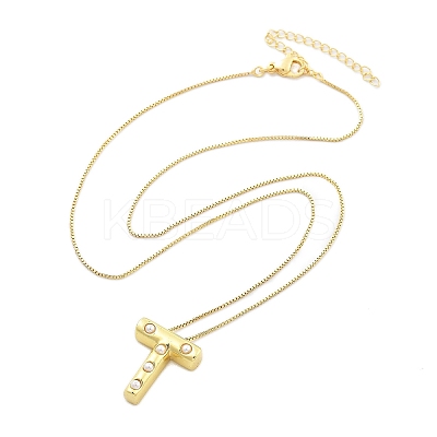 Brass & Plastic Pearl Letter Pendant Box Chain Necklaces for Women LS-NJEW-U017-01G-20-1
