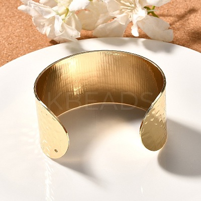 304 Stainless Steel Textured Wide Open Cuff Bangles for Women BJEW-Z067-01G-01-1