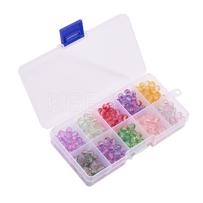 400Pcs 10 Colors Frosted Spray Painted Glass Beads Strands GLAA-CJ0001-39-1