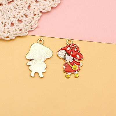 Alloy Enamel Pendants MUSH-PW0001-008B-1