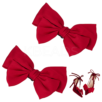 2Pcs Detachable Ribbon Satin Bowknot Shoe Decoration AJEW-PH0011-85B-1