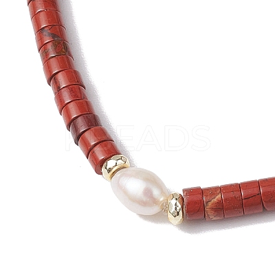 Natural Red Jasper and Pearl Beads Btacelets BJEW-JB10681-06-1