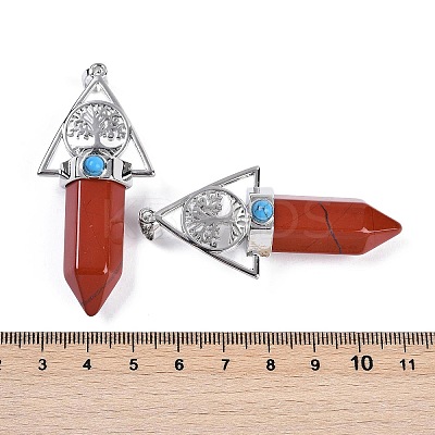 Natural Red Jasper Faceted Pointed Bullet Big Pendants G-H076-02P-02-1
