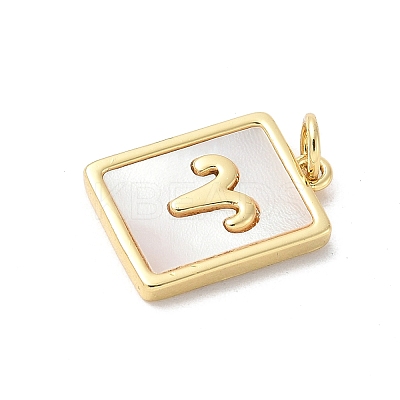 Brass Pave Natural White Shell Pendants KK-S522-09G-J-1