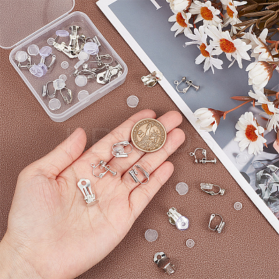 32Pcs 4 Style Brass Clip-on Earring Converters Findings KK-SP0001-28P-1