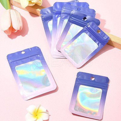 60Pcs 5 Styles Rectangle Glitter Holographic PVC Resealable Packaging Bags ABAG-FS0001-14A-1