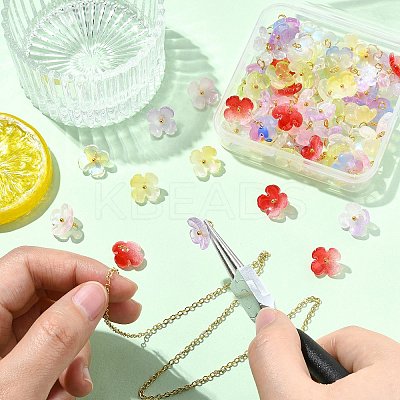 80Pcs 8 Colors Gradient Color Glass Pendants PALLOY-CJ00067-1
