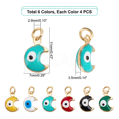 24Pcs 6 Colors Brass Enamel Charms KK-PH0001-85-1