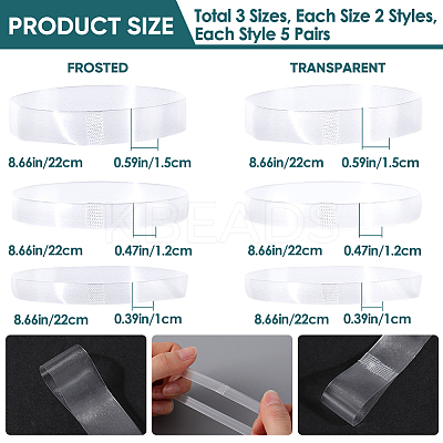 30 Pairs 6 Style Transparent TPU Anti-Loose Shoelace for High-heeled Shoes FIND-CP0001-97-1