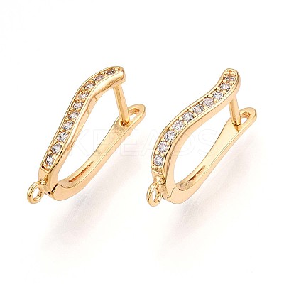 Brass Micro Pave Cubic Zirconia Hoop Earring Finding KK-N261-37G-1