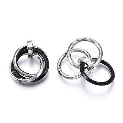 Ion Plating(IP) 201 Stainless Steel Interlocking Ring Pendants LS-STAS-N099-01B-1