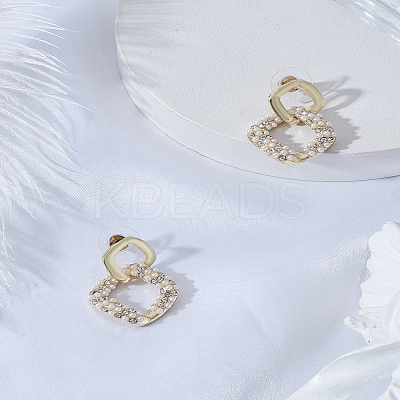 1Pair Rhombus Alloy Micro Pave Clear Cubic Zirconia Dangle Stud Earrings EJEW-LP0008-022-1
