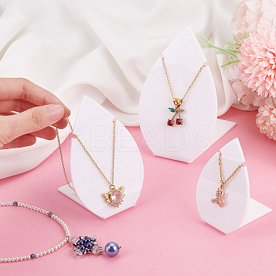 3Pcs 3 Sizes Opaque Acrylic Slant Back Necklace Display Stands NDIS-WH0012-13-1