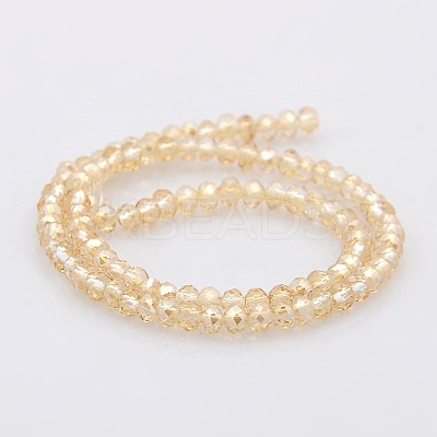Pearl Luster Plated Faceted Rondelle Glass Beads Strands GLAA-A024B-PL01-1