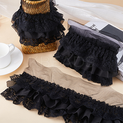 2 Yards 3 Layer Pleated Chiffon Lace Trim OCOR-GF0003-32-1