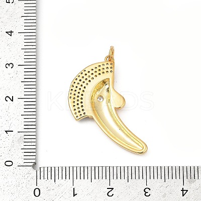Brass Micro Pave Clear Cubic Zirconia Bird Pendants KK-U058-36G-1