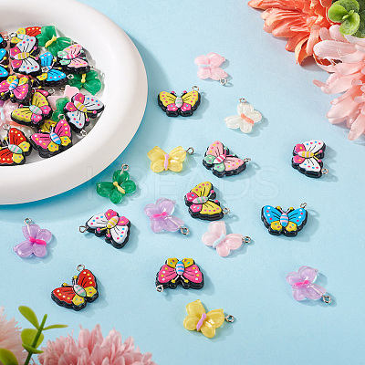 44pcs 11 styles Opaque & Transparent Resin Pendants RESI-TA0001-82-1