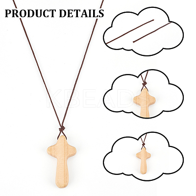Wood Cross Pendant Decorations WOOD-WH0034-55B-1