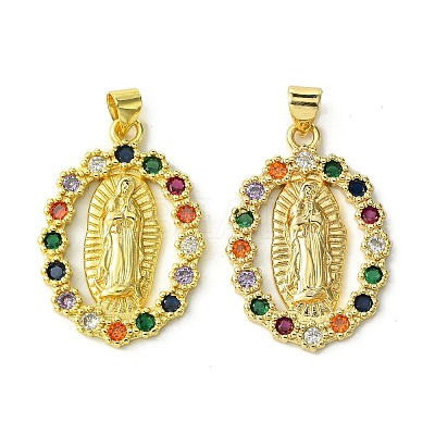 Brass Micro Pave Colorful Cubic Zirconia Pendants KK-H472-51C-G-1