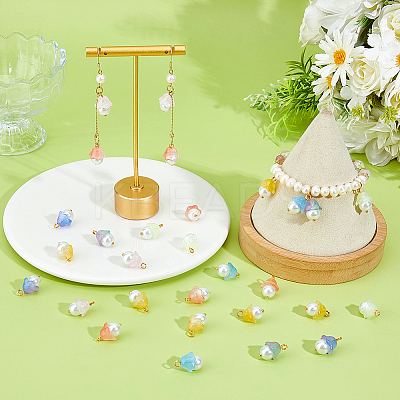 112Pcs 7 Colors Glass Pendants PALLOY-DC00036-1