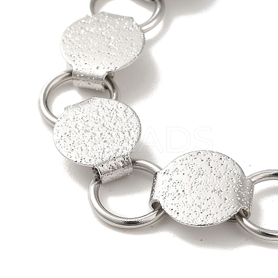 Non-Tarnish 304 Stainless Steel Flat Round Link Chain Bracelet BJEW-Q776-02B-01-1