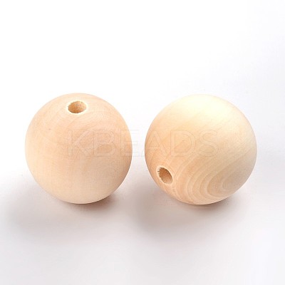 Round Unfinished Wood Beads X-WOOD-Q008-35mm-LF-1