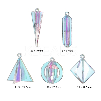 10Pcs 5 Style Transparent Acrylic Pendants KY-LS0001-07-1
