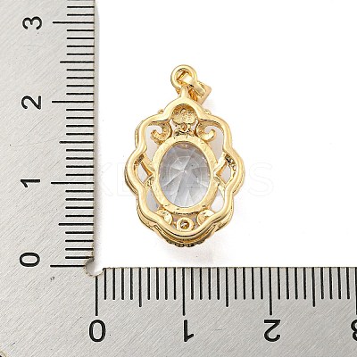 Brass Micro Pave Clear Cubic Zirconia Pendants X-KK-P263-26KCG-03-1