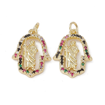 Brass Colorful Cubic Zirconia Pendants KK-E068-VA202-2-1