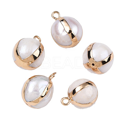 Electroplate Natural Baroque Pearl Keshi Pearl Pendants PEAR-N021-12-1