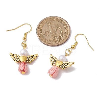 Angel Antique Golden Alloy & Resin Dangle Earrings EJEW-JE05686-09-1