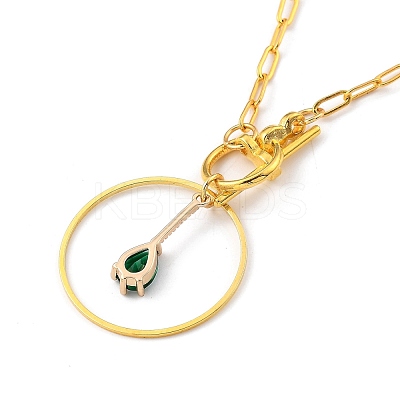 Teardrop Transparent Glass Pendant Necklaces NJEW-JN03038-01-1