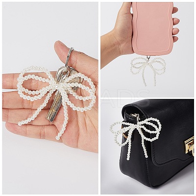 Plastic Imitation Pearl Bowknot Shoe Charms DIY-WH20002-152A-1