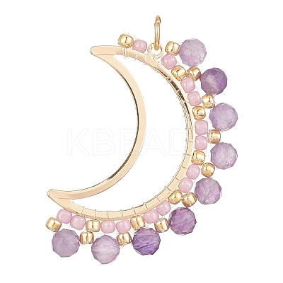 Natural Amethyst Faceted Round Pendants PALLOY-MZ00169-05-1