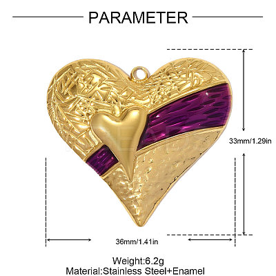 304 Stainless Steel Enamel Pendants STAS-OY004-69G-1