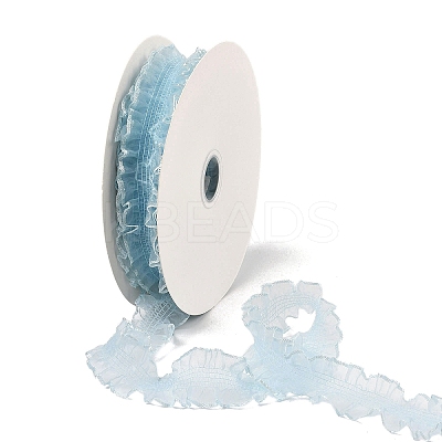 20 Yards Polyester Pleated Elastic Lace Trim SRIB-M015-01E-1