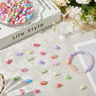 300Pcs Fish Craft Style Acrylic Beads SACR-SP0001-28-1