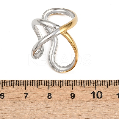 Adjustable 304 Stainless Steel Cuff Rings for Women RJEW-B135-01GP-09-1