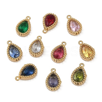 Ion Plating(IP) 304 Stainless Steel Micro Pave Cubic Zirconia Charms STAS-K256-20G-1