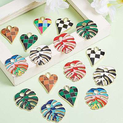 18Pcs 9 Style Rack Plating Alloy Enamel Pendants FIND-SZ0002-21-1