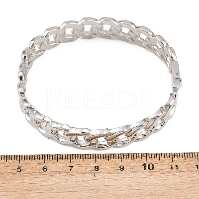 304 Stainless Steel Cuban Link Chain Bangles BJEW-Z155-03P-1