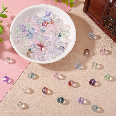 90Pcs 9 Colors Baking Paint Transparent Glass Beads GLAA-TA0003-33-1