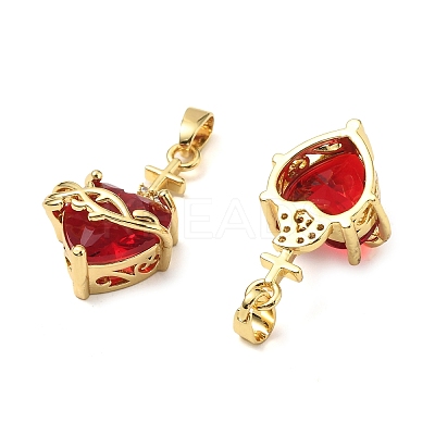 Brass Micro Pave Cubic Zirconia Pendants X-KK-G533-08G-1