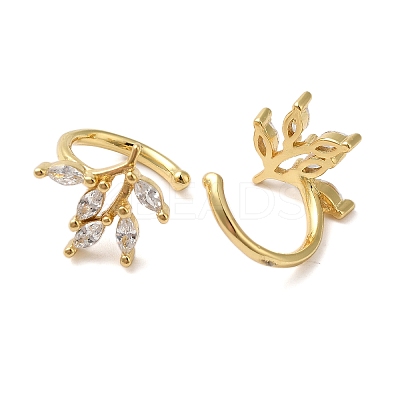 Brass Micro Pave Clear Cubic Zirconia Cuff Earrings for Women EJEW-B057-01G-1