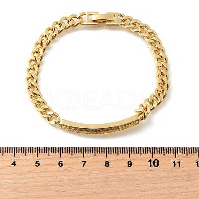 Brass Micro Pave Clear Cubic Zirconia Rectangle Link Bracelets BJEW-F498-01B-G-1