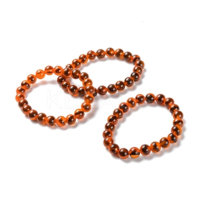 Unisex Natural Sugar Heart Agate Beaded Stretch Bracelets BJEW-K097-01A-03-1