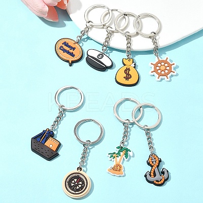 8Pcs 8 Styles Cartoon PVC Pendant Keychain KEYC-FS0001-07-1