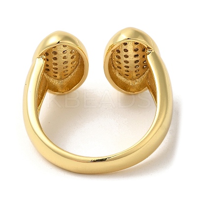 Brass Micro Pave Clear Cubic Zirconia Open Cuff Rings for Women RJEW-U008-02A-G-1