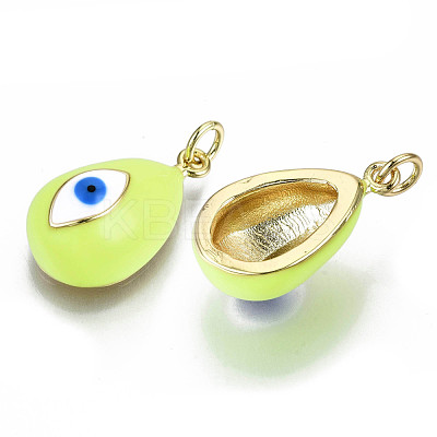 Real 16K Gold Plated Brass Enamel Pendants KK-S061-78-NR-1
